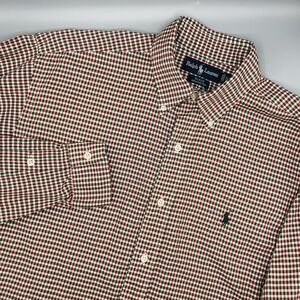 Ralph Lauren Button Down Shirt Classic Blake Red Green White Holiday Mens M